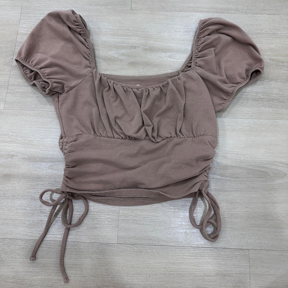 Hollister Brown Ruched Side Cinch Top, Size Small